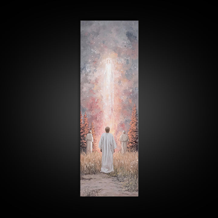 Heavenly Rising Glow – Framed Canvas Print – Tall Skinny Art Print – Christian Wall Art – Christian Art Canvas – Jesus Painting – Christian