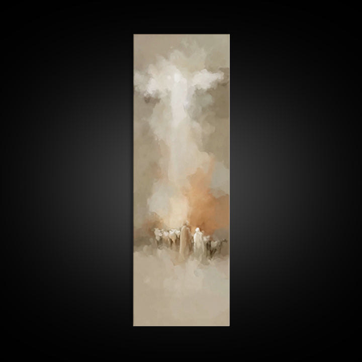 Shepherds Behold Glory – Framed Canvas Print – Tall Skinny Art Print – Christian Painting – Vintage Christian Art – Christian Art Canvas –