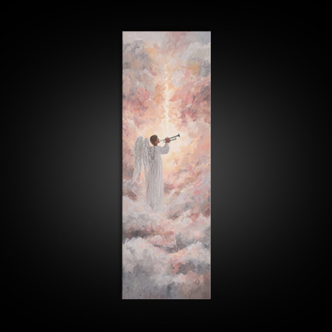 Angelic Dawn Herald – Framed Canvas Print – Tall Skinny Art Print – Christian Wall Art – Christian Art Canvas – Christian Decor