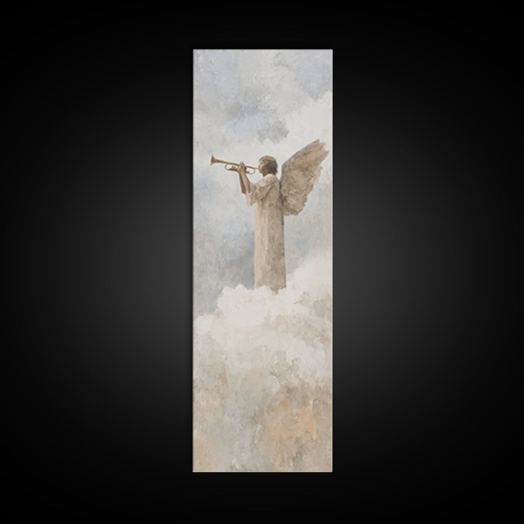 Trumpet Of Glory – Framed Canvas Print – Tall Narrow Wall Art – Christian Art Canvas – Christian Wall Art – Christian Christmas Art