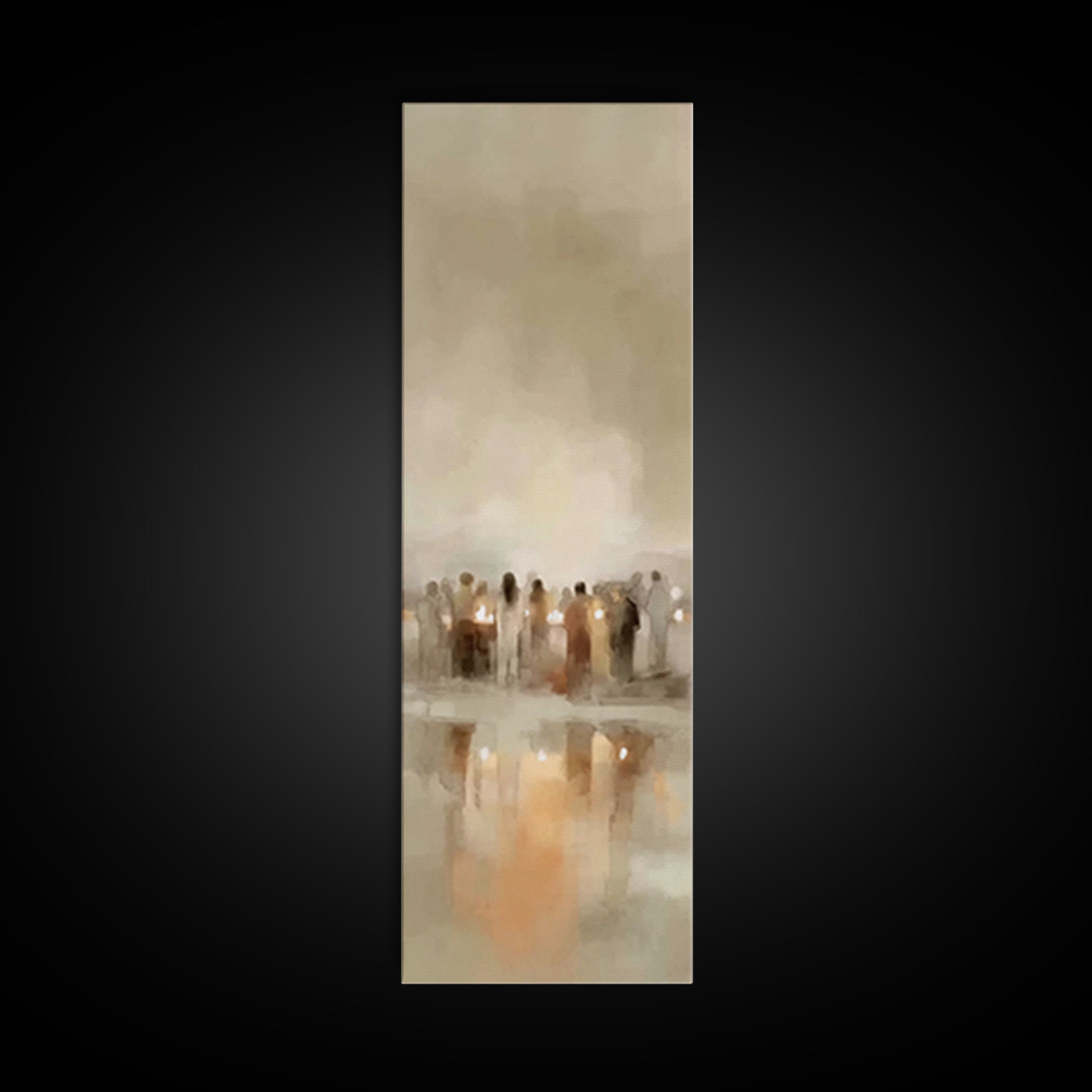 Silent Night Crowd | Framed Canvas Print | Tall Narrow Wall Art | Christian Wall Art | Christian Art Canvas | Christian Christmas Art