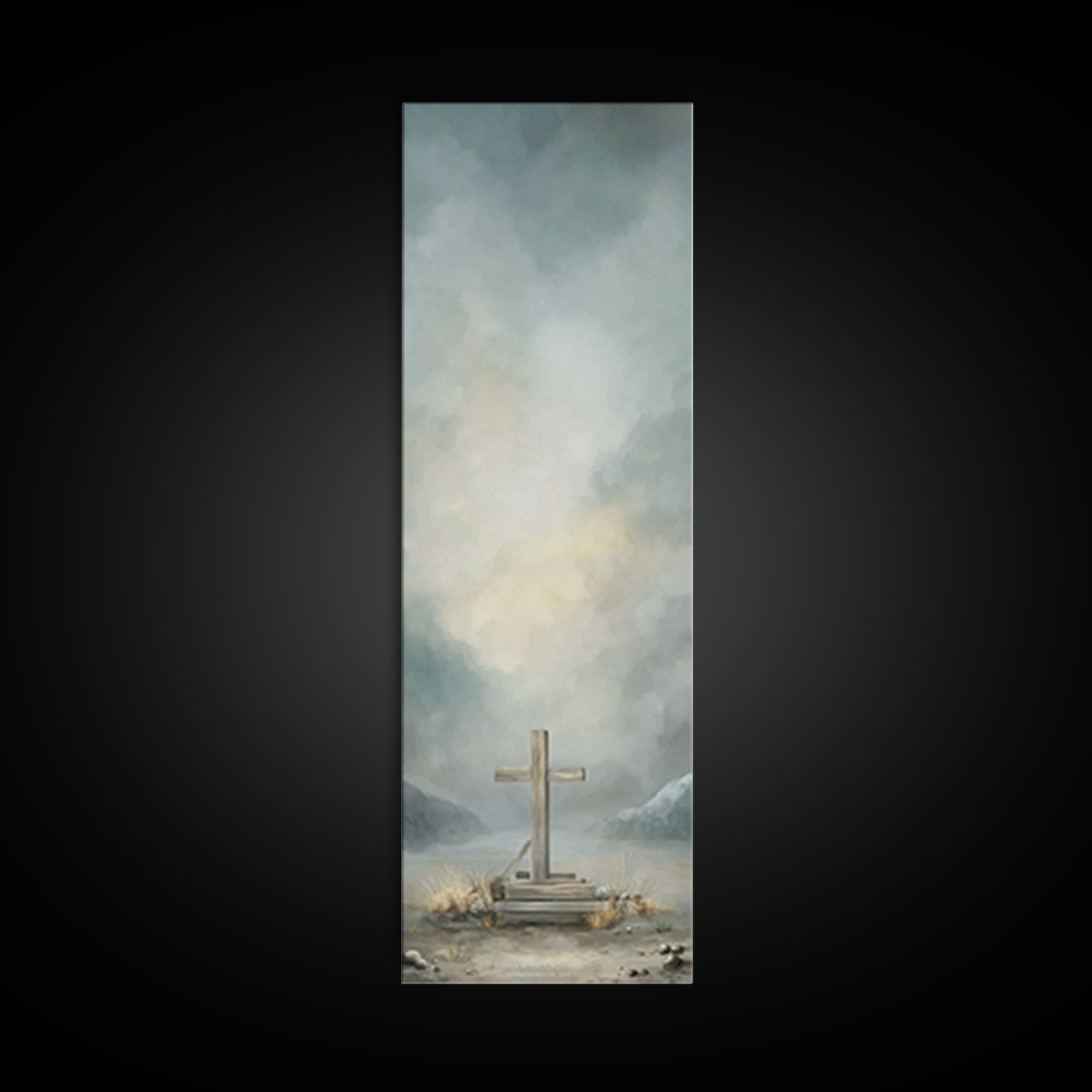Cross Of Mercy – Framed Canvas Print – Tall Skinny Art Print – Christian Art Canvas – Christian Wall Art – Christian Art Print
