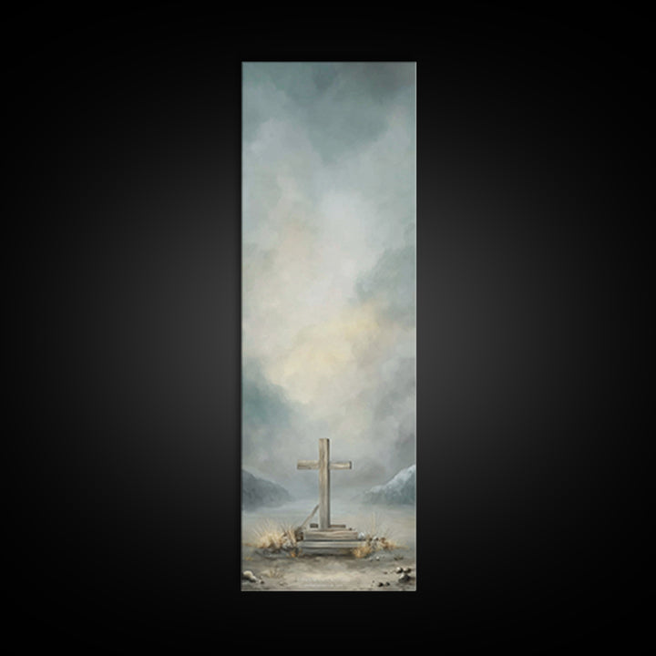 Cross Of Mercy – Framed Canvas Print – Tall Skinny Art Print – Christian Art Canvas – Christian Wall Art – Christian Art Print