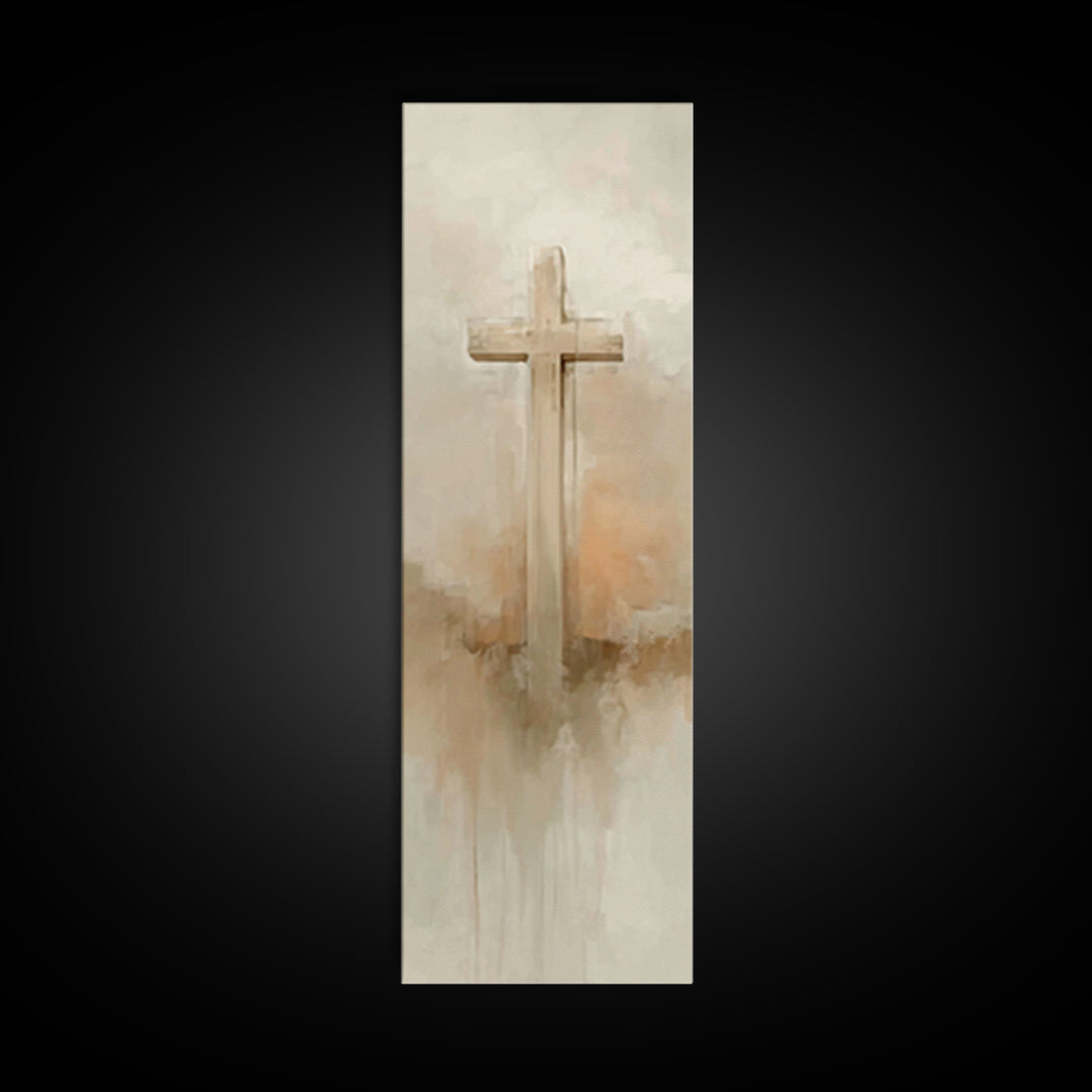 Desert Cross Stillness, Framed Canvas Print, Narrow Art, Christian Art Canvas, Christian Wall Art, Christian Art Painting, Christian Decor