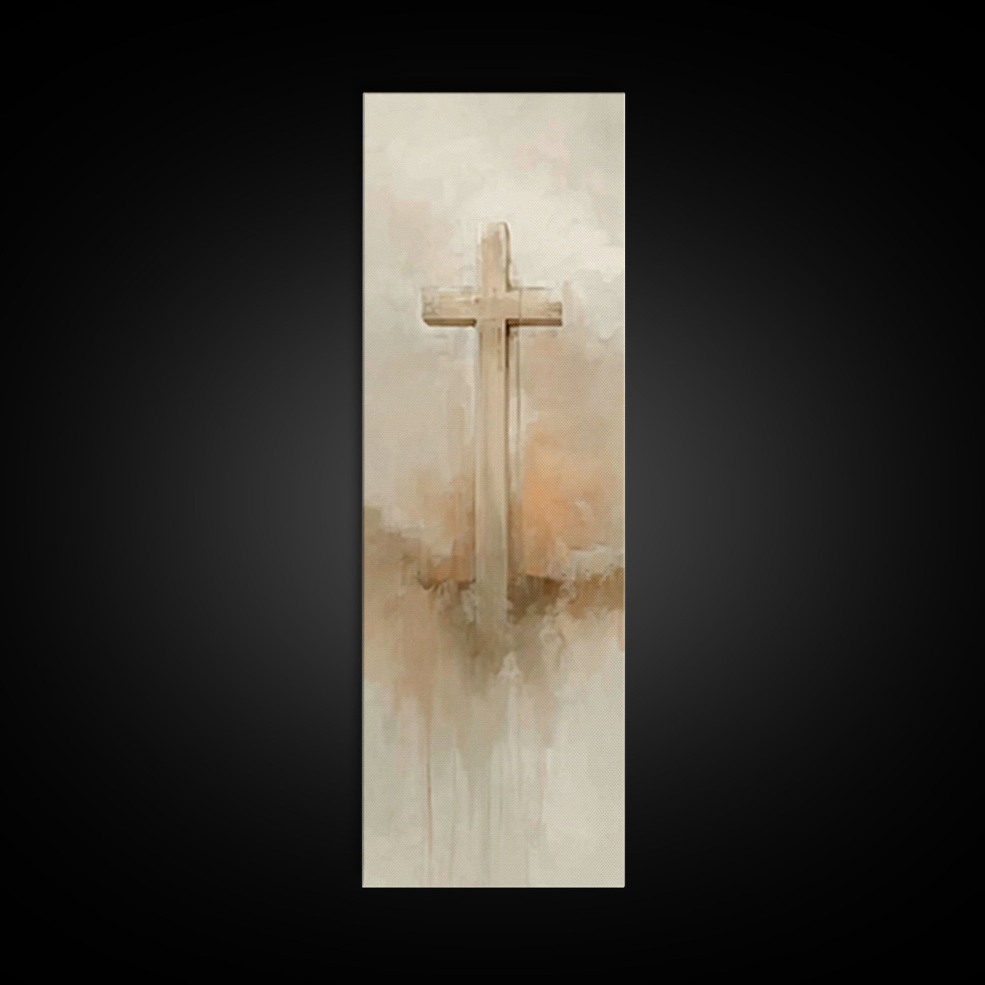 Desert Cross Stillness, Framed Canvas Print, Narrow Art, Christian Art Canvas, Christian Wall Art, Christian Art Painting, Christian Decor