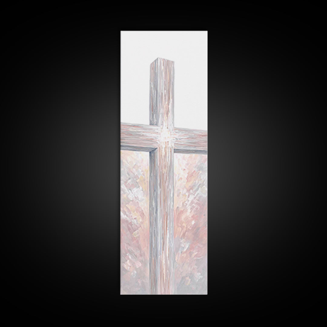 Radiant Cross Glory – Framed Canvas Print – Skinny Art – Christian Painting – Christian Art Canvas – Christian Wall Art – Christian Decor