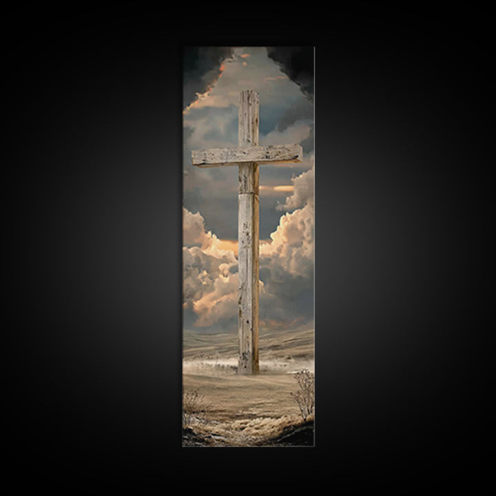 Enduring Cross Horizon | Framed Canvas Print | Narrow Art | Christian Wall Art | Christian Art Canvas | Christian Painting | Christian Gift