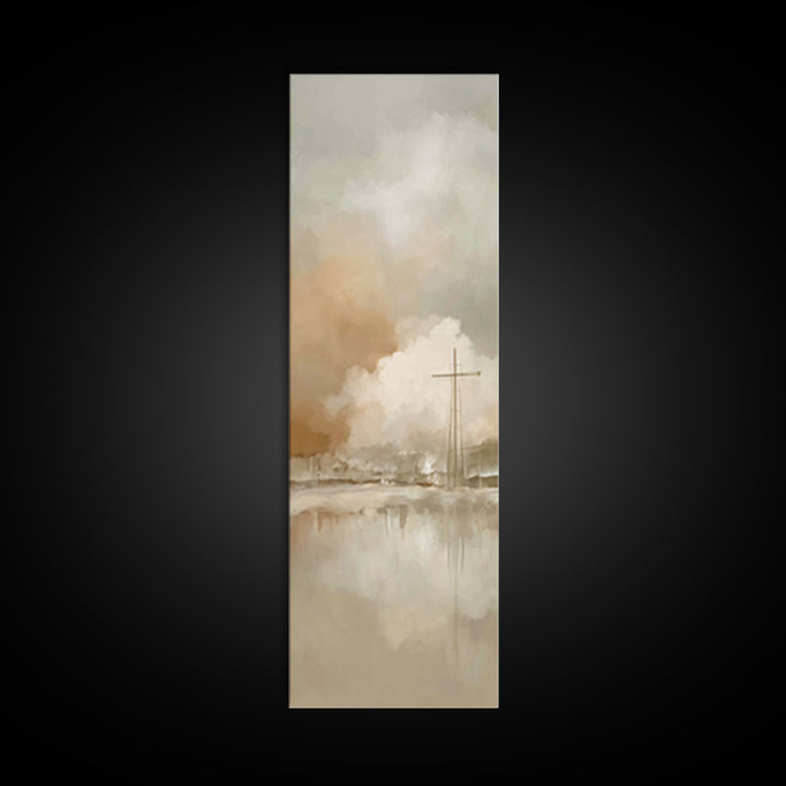 Silent Cross Reflections – Framed Canvas Print – Tall Narrow Wall Art – Christian Art Print – Christian Art Canvas – Christian Wall Art
