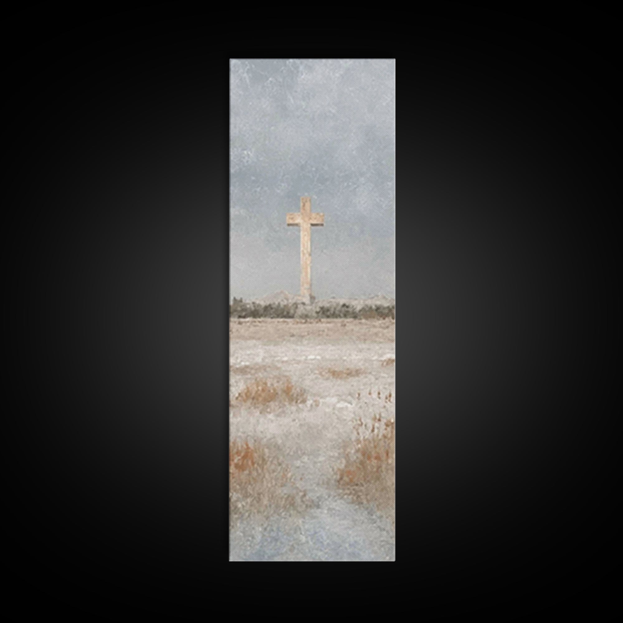 Winter Cross Hope – Framed Canvas Print – Christian Art Canvas – Christian Wall Art – Christmas Art – Tall Narrow Wall Art – Jesus Painting