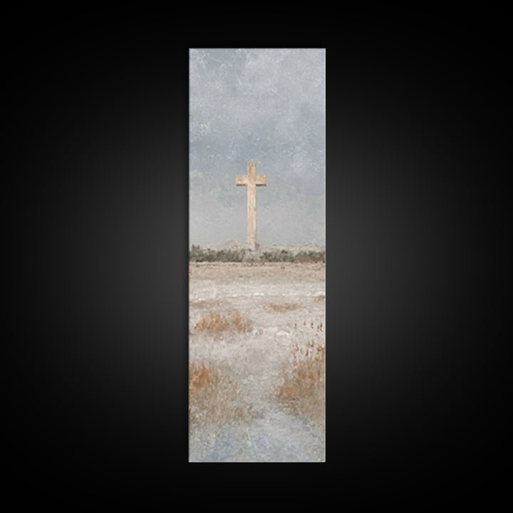 Winter Cross Hope – Framed Canvas Print – Christian Art Canvas – Christian Wall Art – Christmas Art – Tall Narrow Wall Art – Jesus Painting