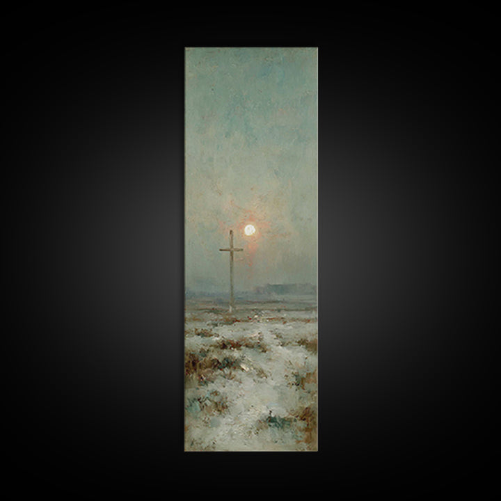 Heavenly Morning Cross – Framed Canvas Print – Christmas Art – Tall Narrow Wall Art – Christian Wall Art – Jesus Painting – Christian Art C