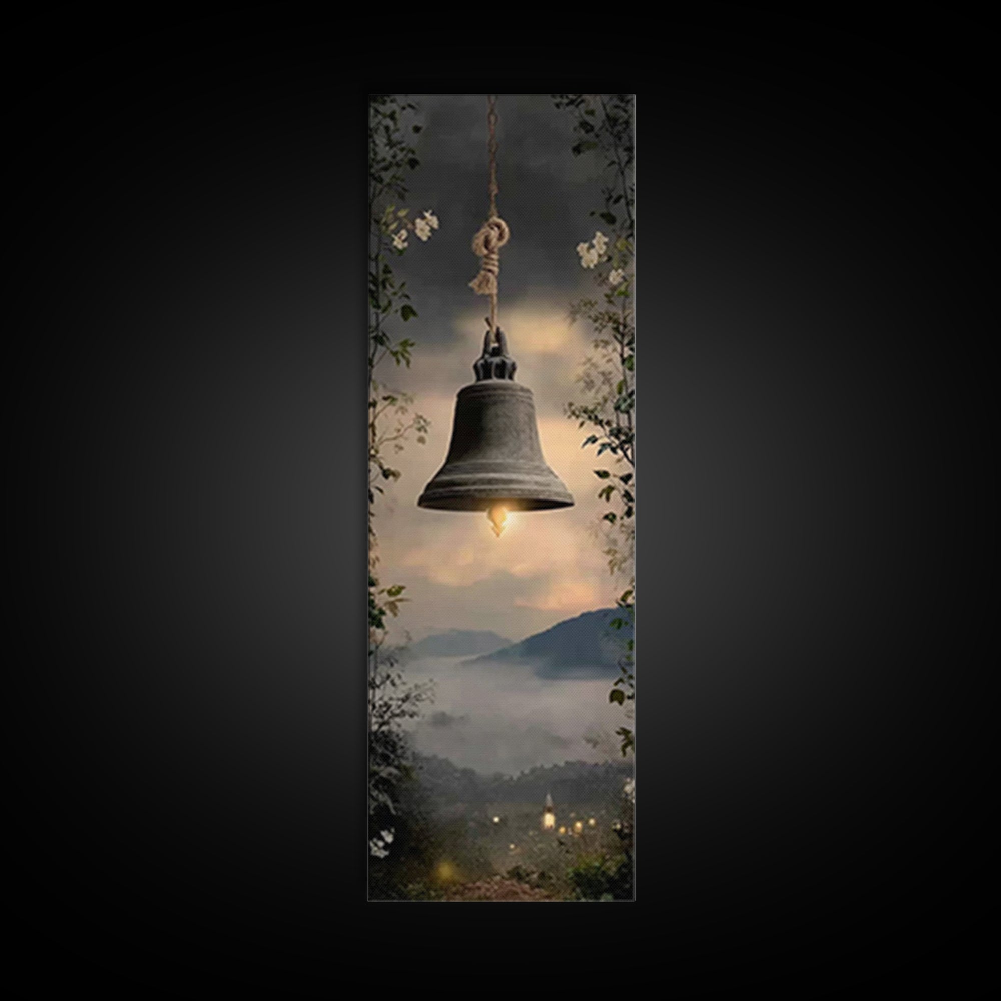 Evening Chapel Call – Framed Canvas Print – Christian Wall Art – Narrow Art – Christian Art Canvas – Christian Painting – Christian Decor