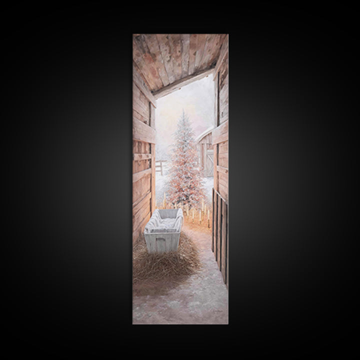 Manger Blessing – Framed Canvas Print – Christian Wall Art – Christmas Art – Christian Art Canvas – Tall Narrow Wall Art