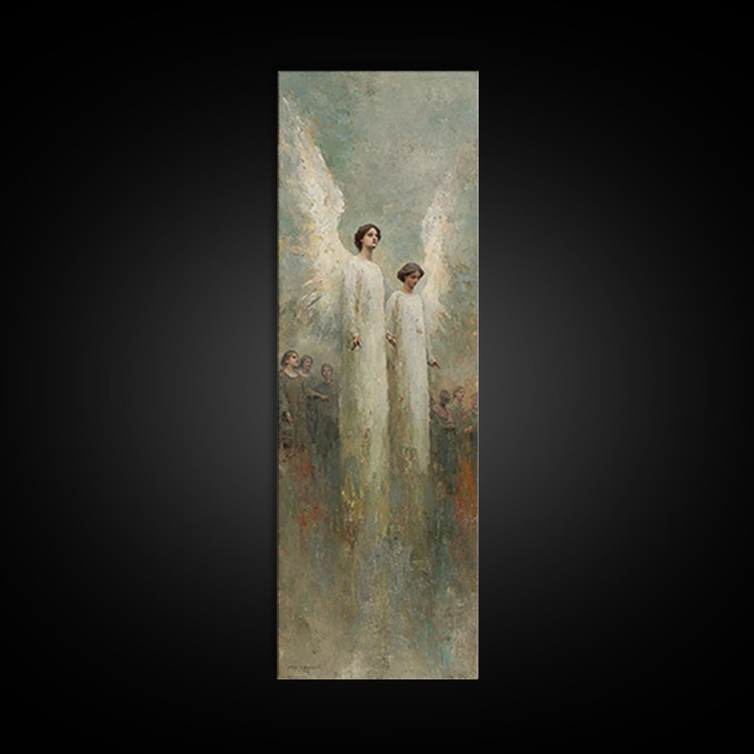Heavenly Messengers Arise – Framed Canvas Print – Christian Wall Art – Christian Art Canvas – Tall Narrow Wall Art – Christian Christmas Ar