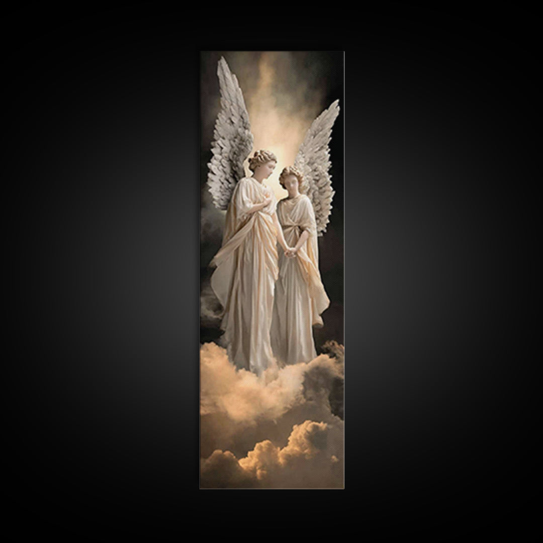 Angels Of Mercy – Framed Canvas Print | Christian Art Canvas | Christian Wall Art | Narrow Art | Christian Christmas Art | Christian Gift I