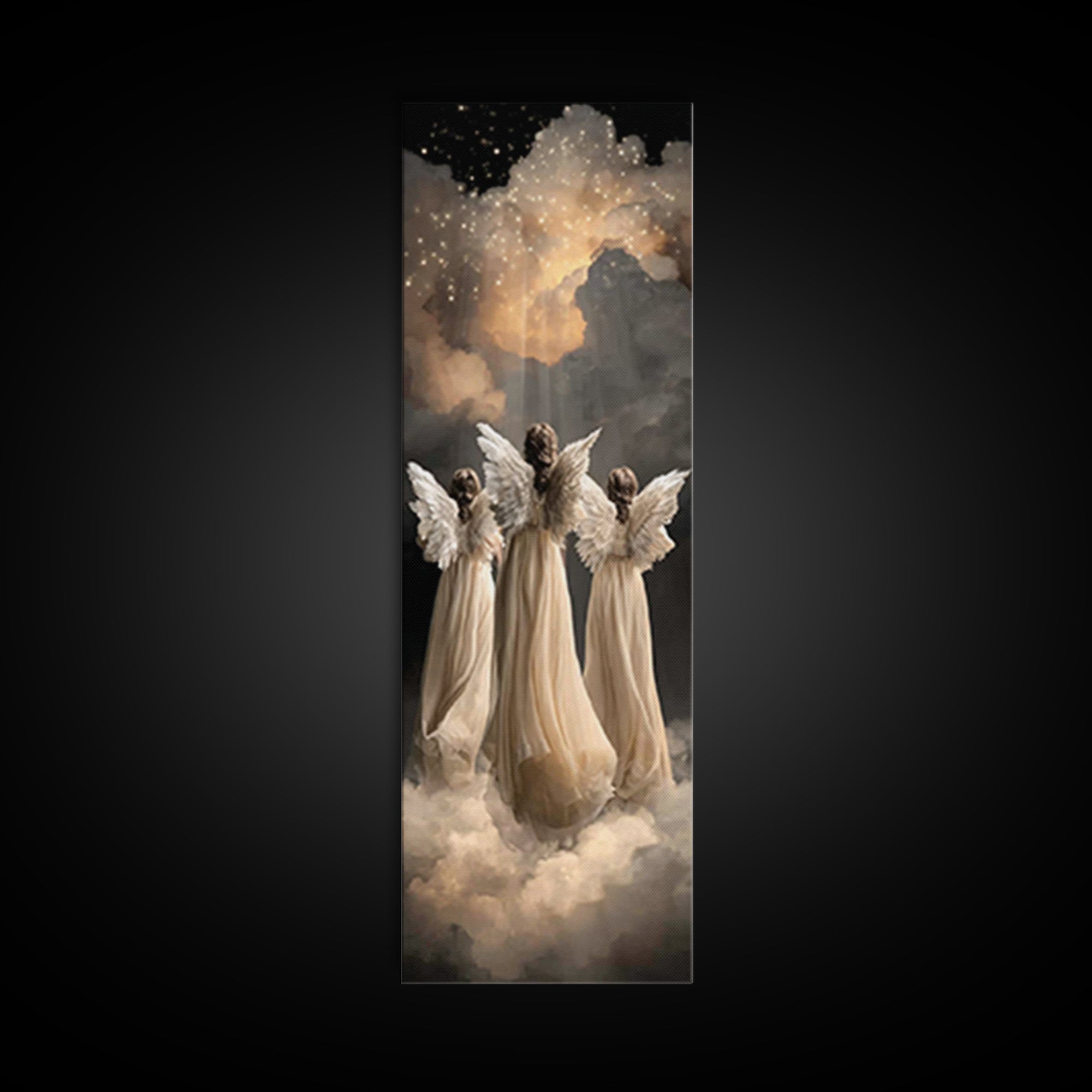 Celestial Guardians – Framed Canvas Print | Christian Wall Art | Christian Art Canvas | Narrow Art | Christian Christmas Art | Christian De