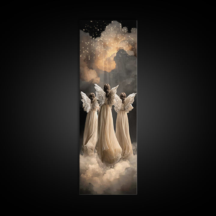 Celestial Guardians – Framed Canvas Print | Christian Wall Art | Christian Art Canvas | Narrow Art | Christian Christmas Art | Christian De
