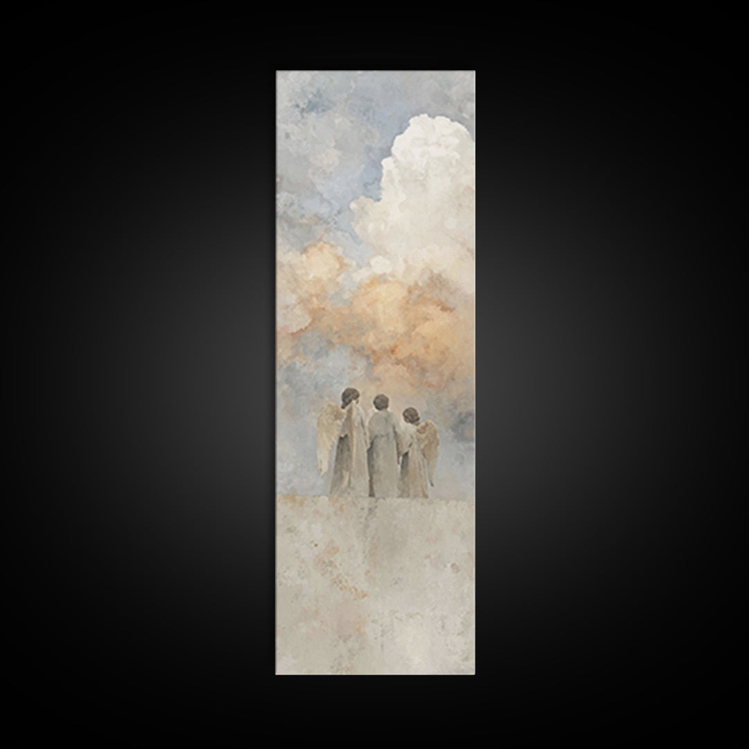 Angels In Prayer – Framed Canvas Print, Christian Wall Art, Christian Art Canvas, Narrow Art, Christian Christmas Art, Christian Gift Ideas