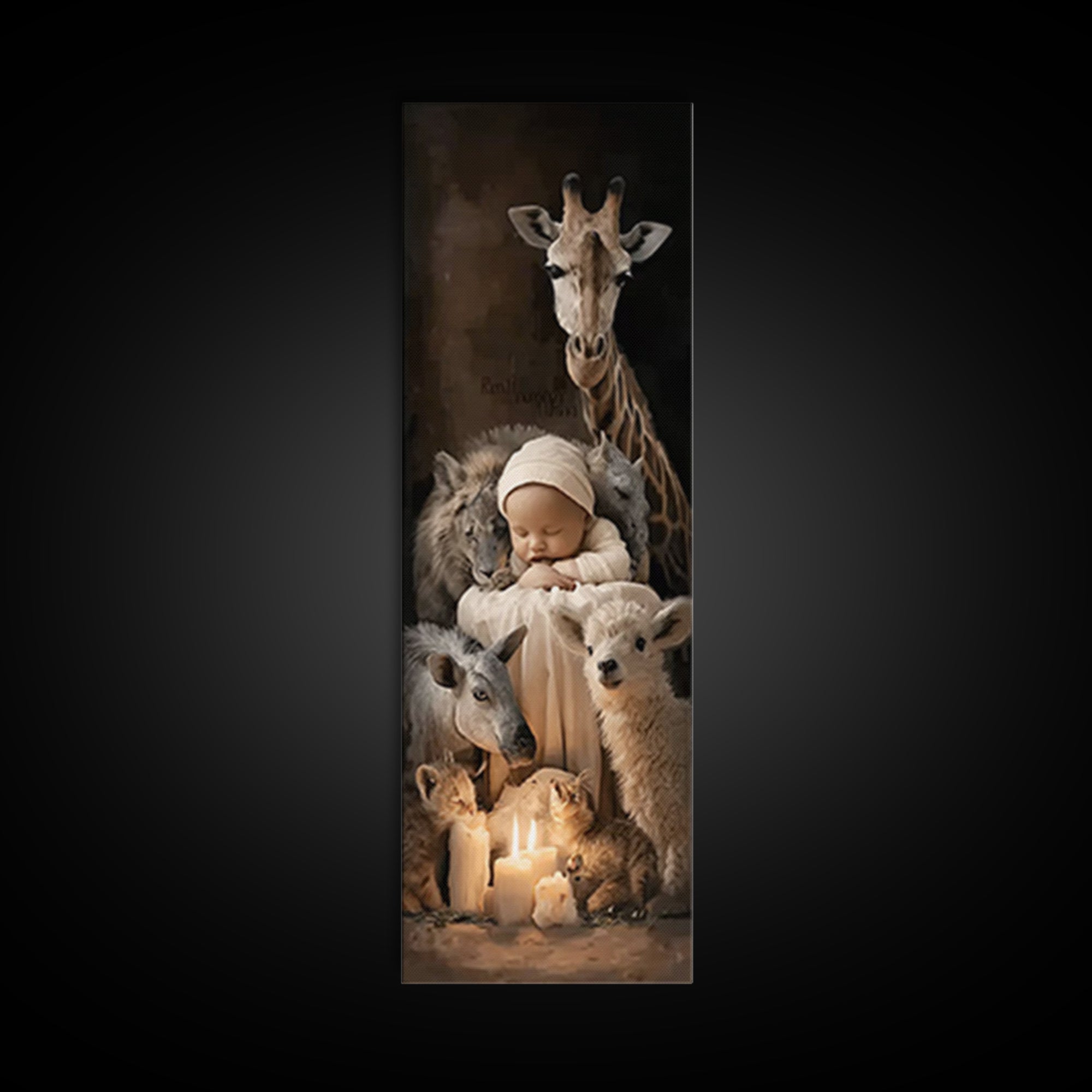 Gentle Kingdom Watch – Framed Canvas Print – Christian Christmas Art – Christian Wall Art – Tall Skinny Art Print – Jesus Art Print – Chris