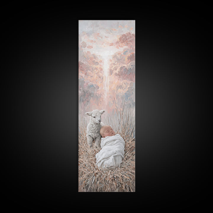 Dawn Of Grace | Framed Canvas Print | Christian Art Canvas | Christmas Art | Tall Skinny Art Print | Jesus Painting | Christian Wall Art