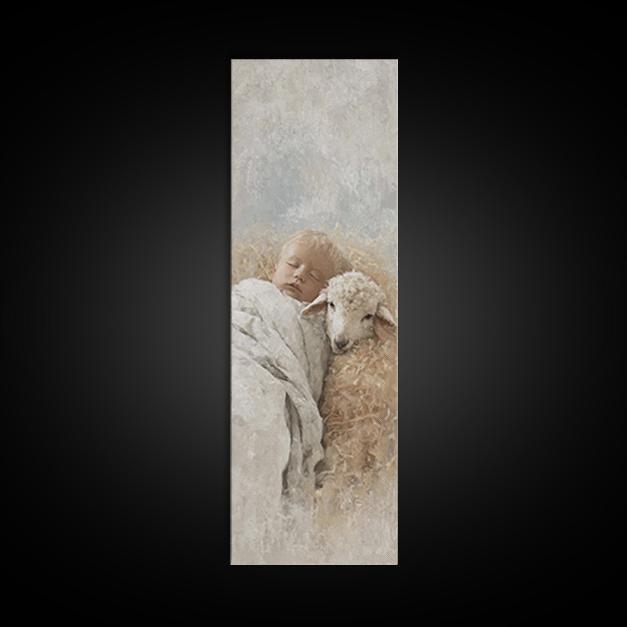 Lamb Of Morning – Framed Canvas Print – Christian Art Canvas – Christian Christmas Art – Skinny Art – Jesus Painting – Christian Wall Art