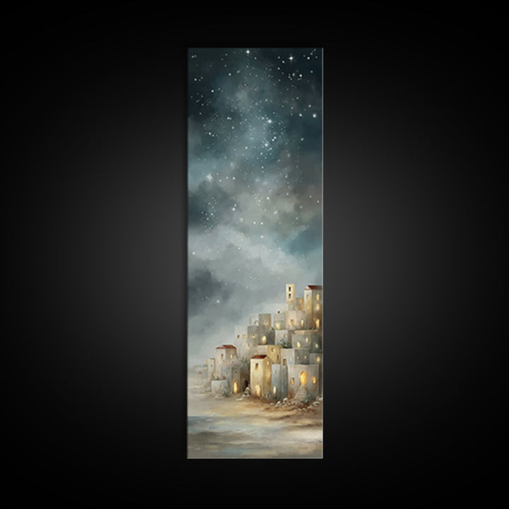 Holy City Glow – Framed Canvas Print – Tall Skinny Art Print – Christian Christmas Art – Christian Art Canvas – Christian Wall Art – Christ