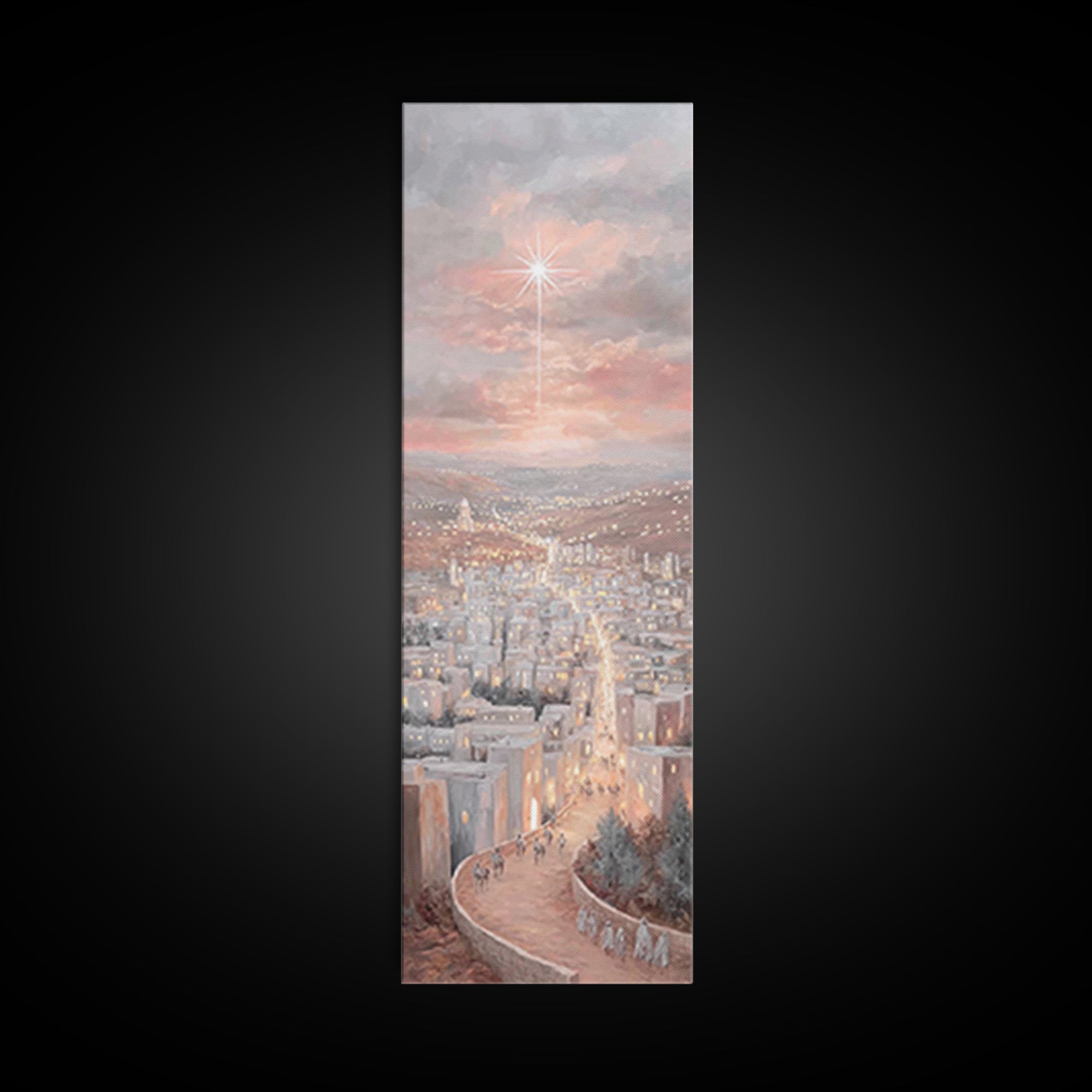 Pilgrims of Promise – Framed Canvas Print – Narrow Art – Christian Art Canvas – Christmas Art – Christian Wall Art – Christian Christmas –