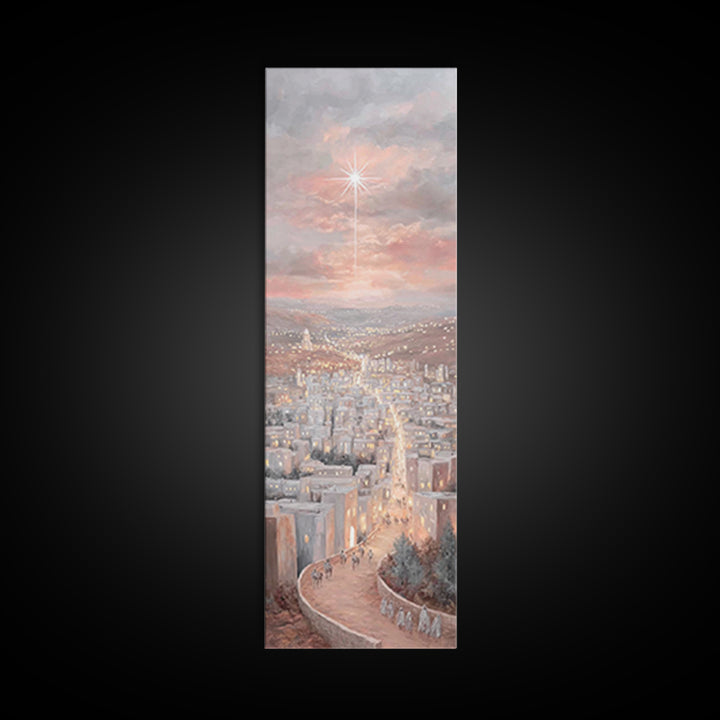 Pilgrims of Promise – Framed Canvas Print – Narrow Art – Christian Art Canvas – Christmas Art – Christian Wall Art – Christian Christmas –