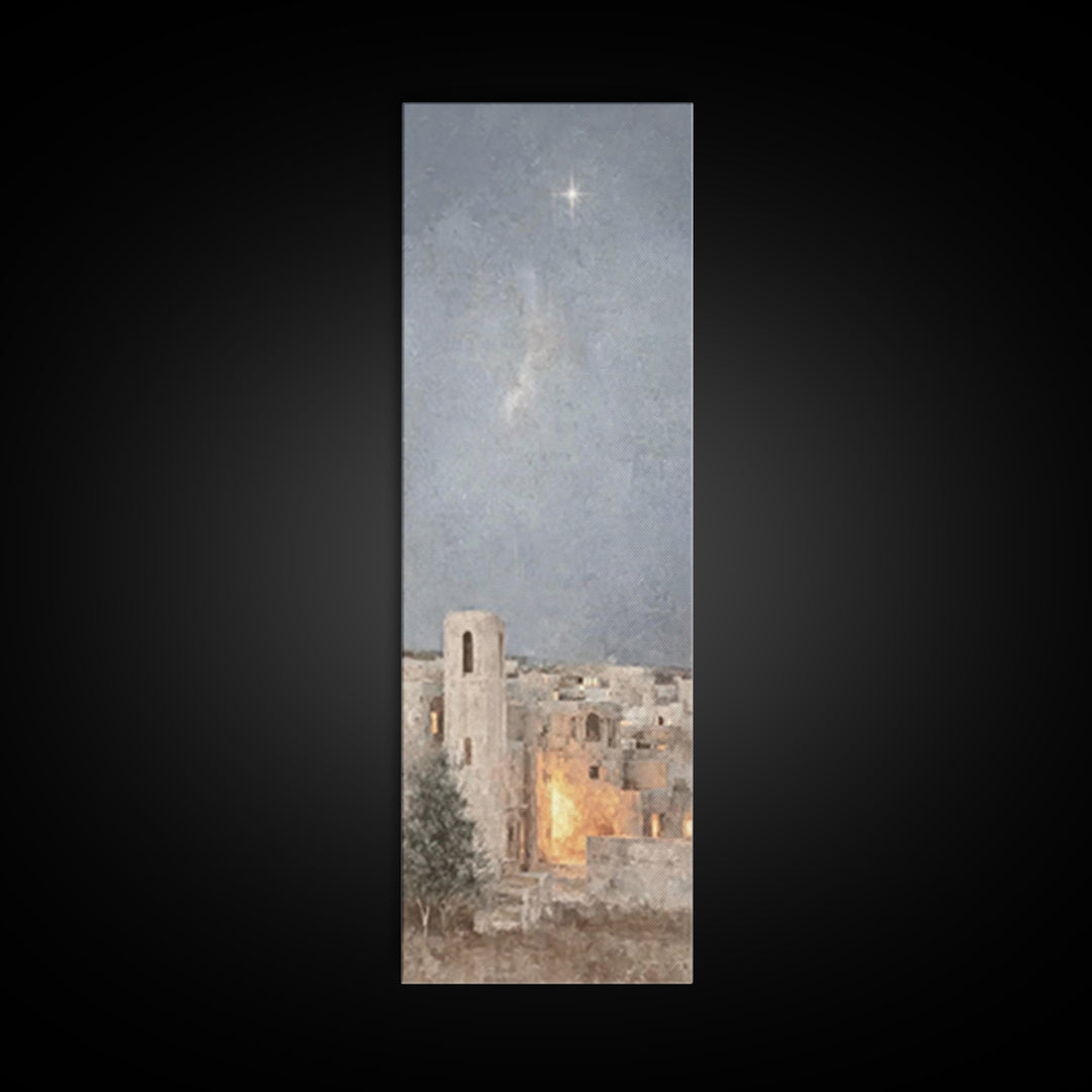 Night of Wonder – Framed Canvas Print – Tall Narrow Wall Art – Christian Christmas Art – Christian Wall Art – Christian Art Canvas – Christ