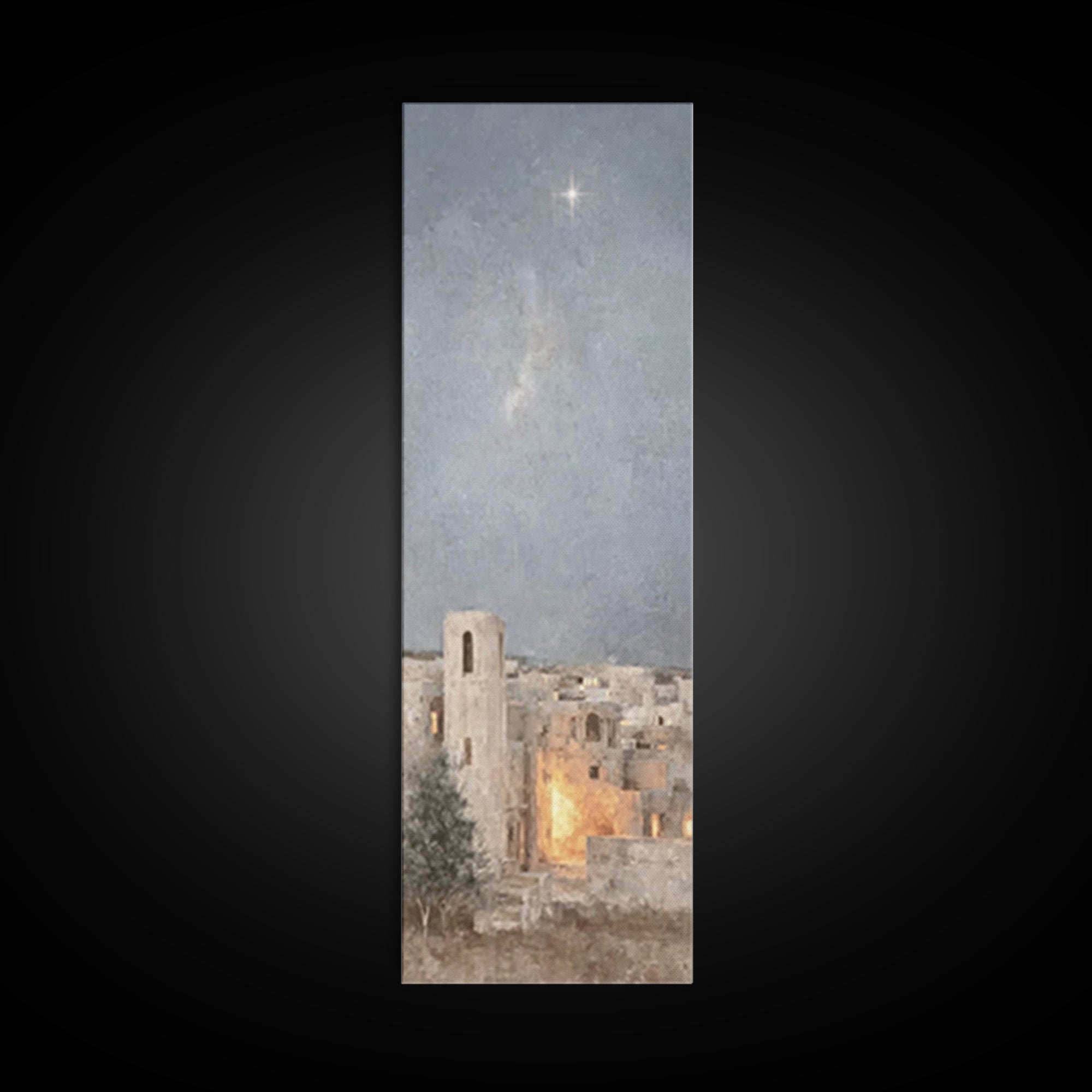 Night of Wonder – Framed Canvas Print – Tall Narrow Wall Art – Christian Christmas Art – Christian Wall Art – Christian Art Canvas – Christ