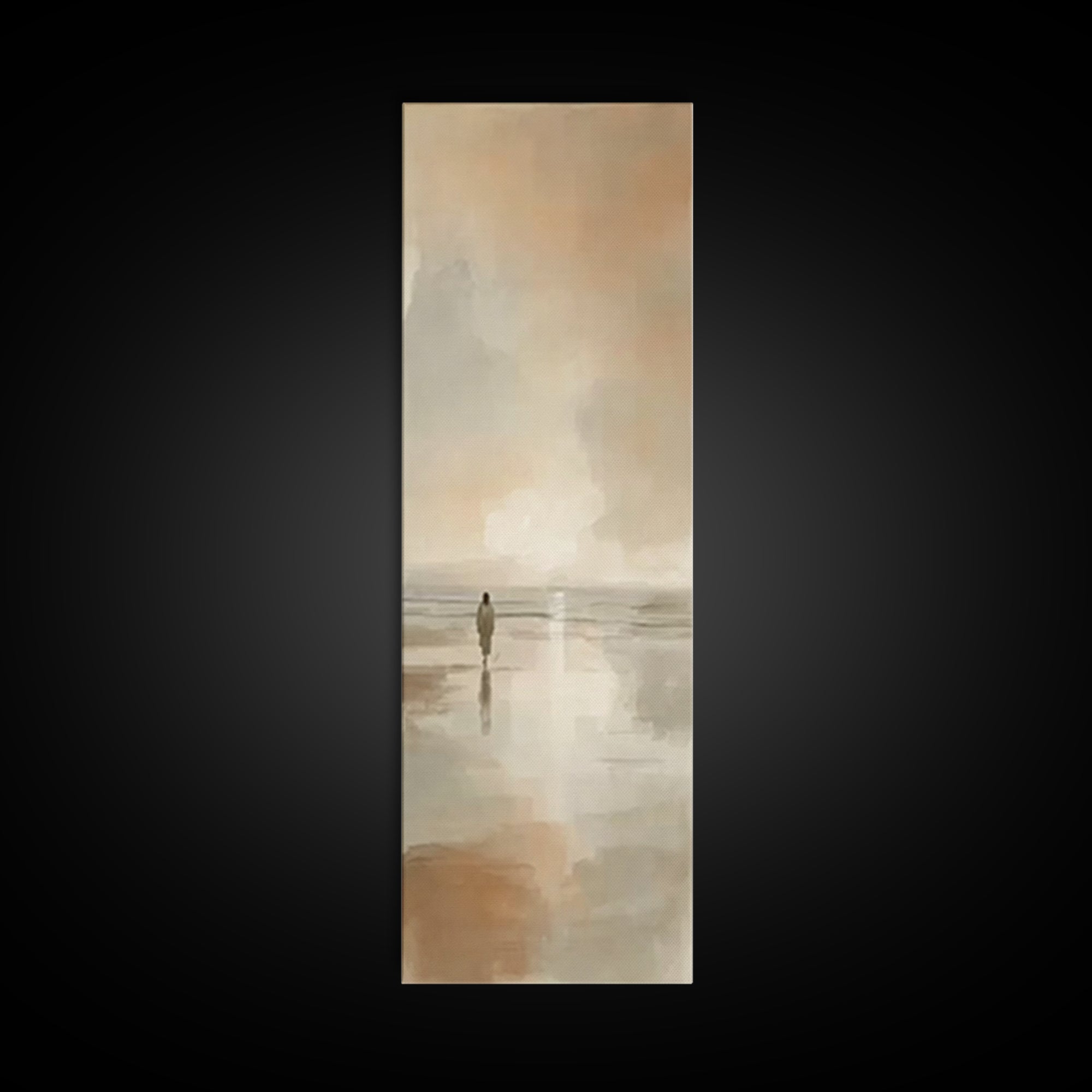 Shoreline Of Peace | Framed Canvas Print | Narrow Art | Christian Wall Art | Christian Art Canvas | Jesus Painting | Christian Christmas Ar