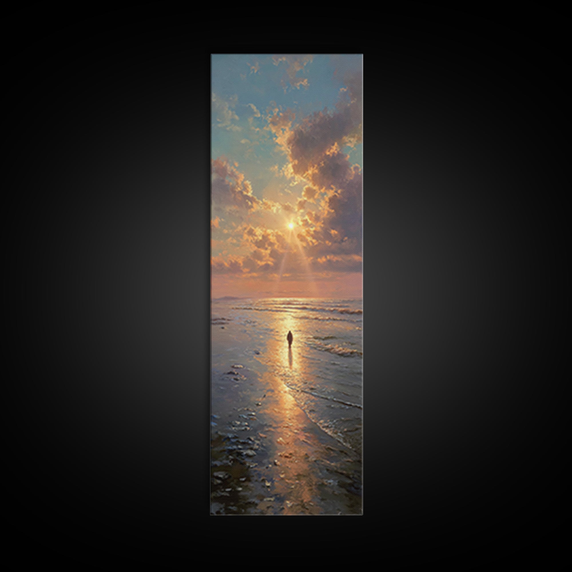 Sea Of Promise | Framed Canvas Print | Tall Narrow Wall Art | Jesus Painting | Christian Art Canvas | Christian Wall Art | Christian Gift