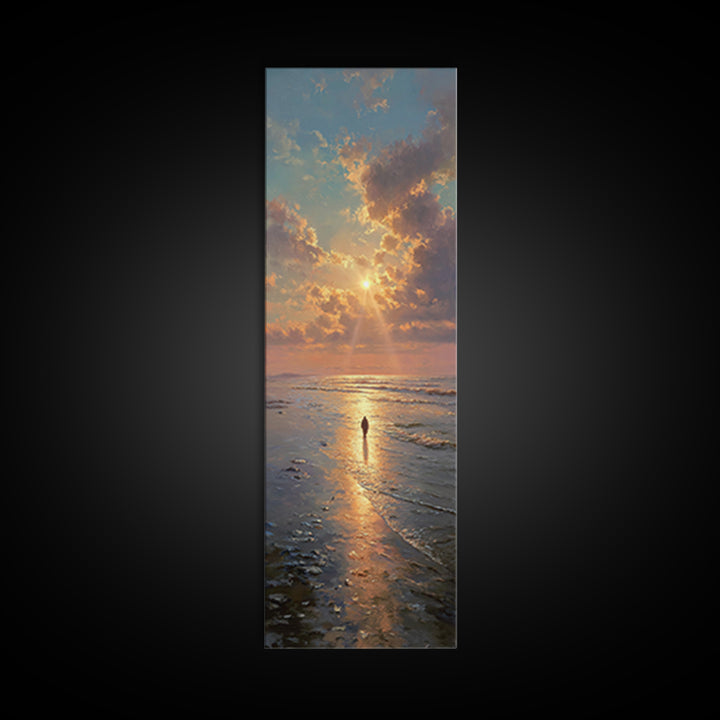 Sea Of Promise | Framed Canvas Print | Tall Narrow Wall Art | Jesus Painting | Christian Art Canvas | Christian Wall Art | Christian Gift