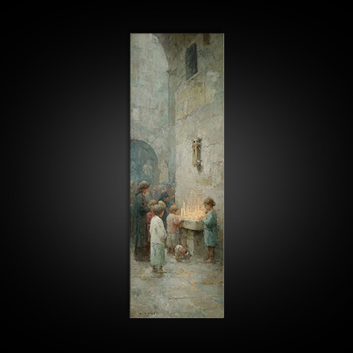 Candles Of Devotion - Framed Canvas Print - Christian Art Canvas - Christian Wall Art - Christmas Art - Christian Art Print - Tall Skinny A
