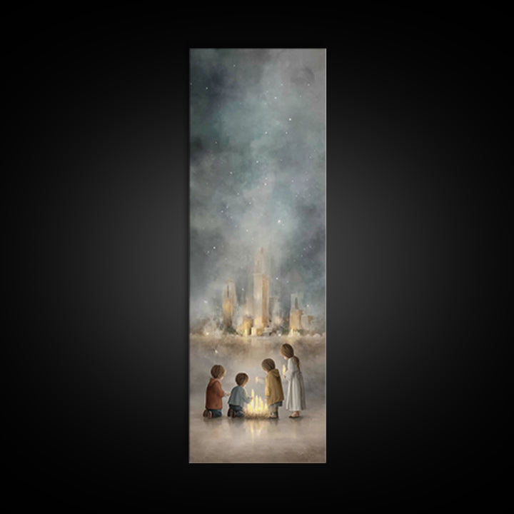 Shepherds In Grace - Framed Canvas Print - Christian Painting - Christian Wall Art - Christian Art Canvas - Tall Skinny Art Print - Jesus A
