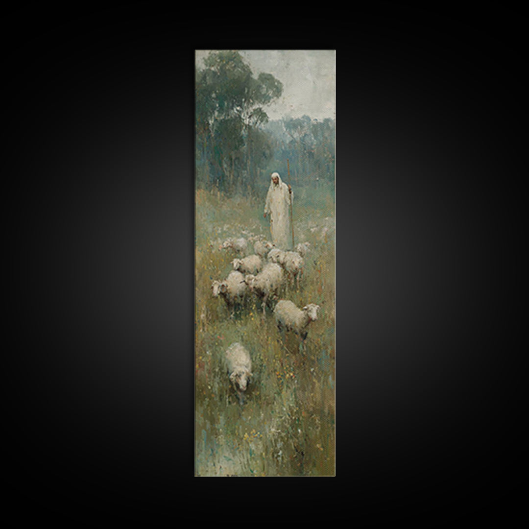 Follow The Shepherd - Framed Canvas Print - Christian Art Canvas - Christian Wall Art - Large Christian Painting - Skinny Art - Jesus Art