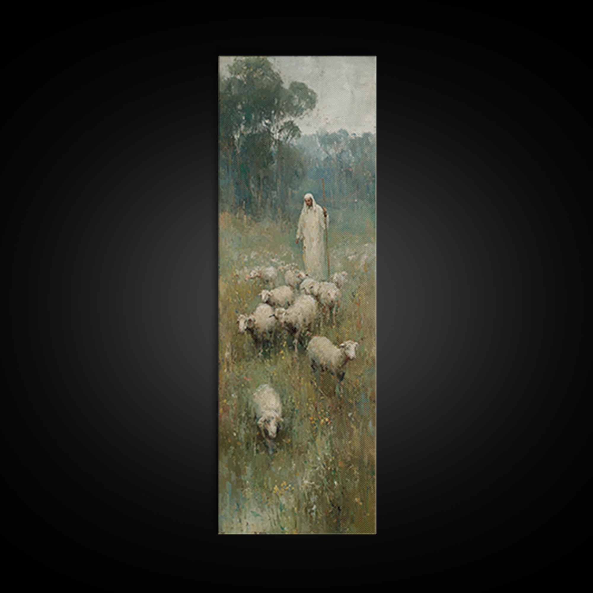 Follow The Shepherd - Framed Canvas Print - Christian Art Canvas - Christian Wall Art - Large Christian Painting - Skinny Art - Jesus Art
