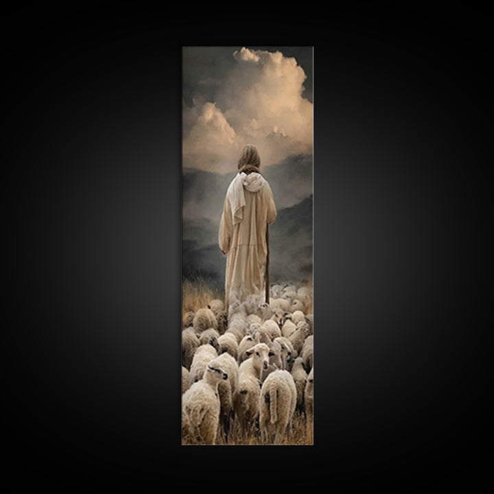 Shepherd Of Peace – Framed Canvas Print – Christian Wall Art – Jesus Painting – Christian Art Canvas – Narrow Art – Christian Art