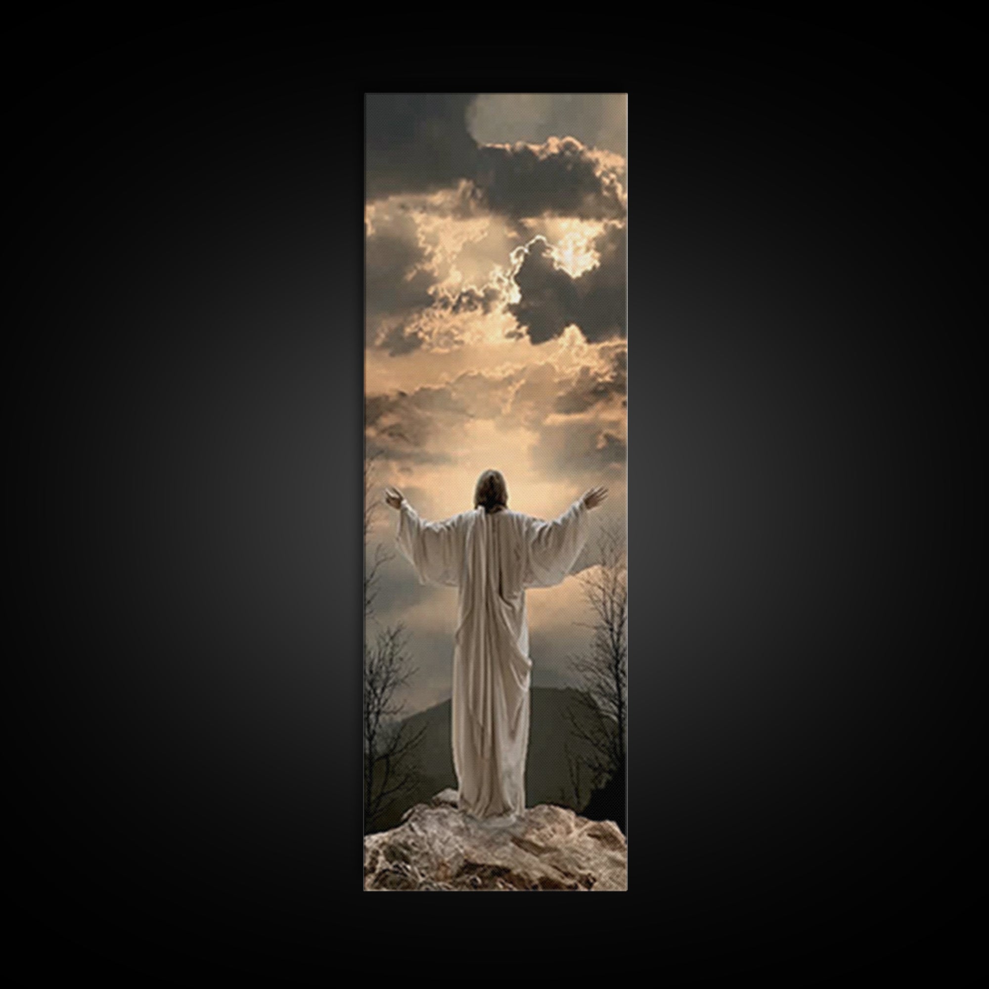 Radiant Summit Grace – Framed Canvas Print – Christian Wall Art – Jesus Painting – Tall Narrow Wall Art – Christian Art Canvas – Christmas