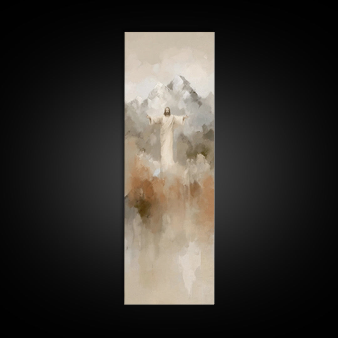 Sacred Misty Dawn | Framed Canvas Print | Jesus Painting | Christian Art Canvas | Christian Wall Art | Skinny Art | Christian Christmas Art