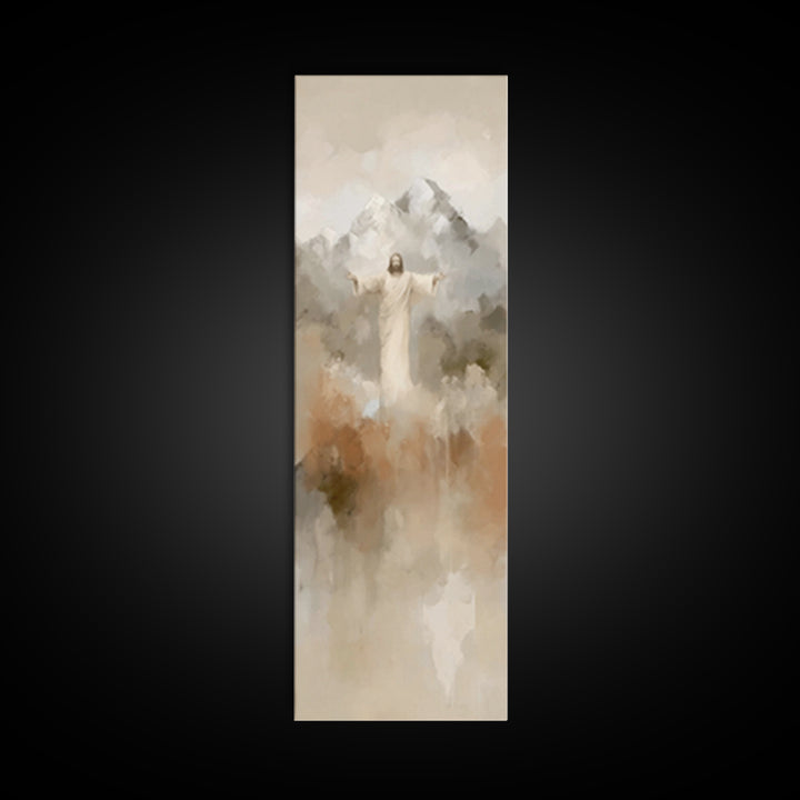 Sacred Misty Dawn | Framed Canvas Print | Jesus Painting | Christian Art Canvas | Christian Wall Art | Skinny Art | Christian Christmas Art