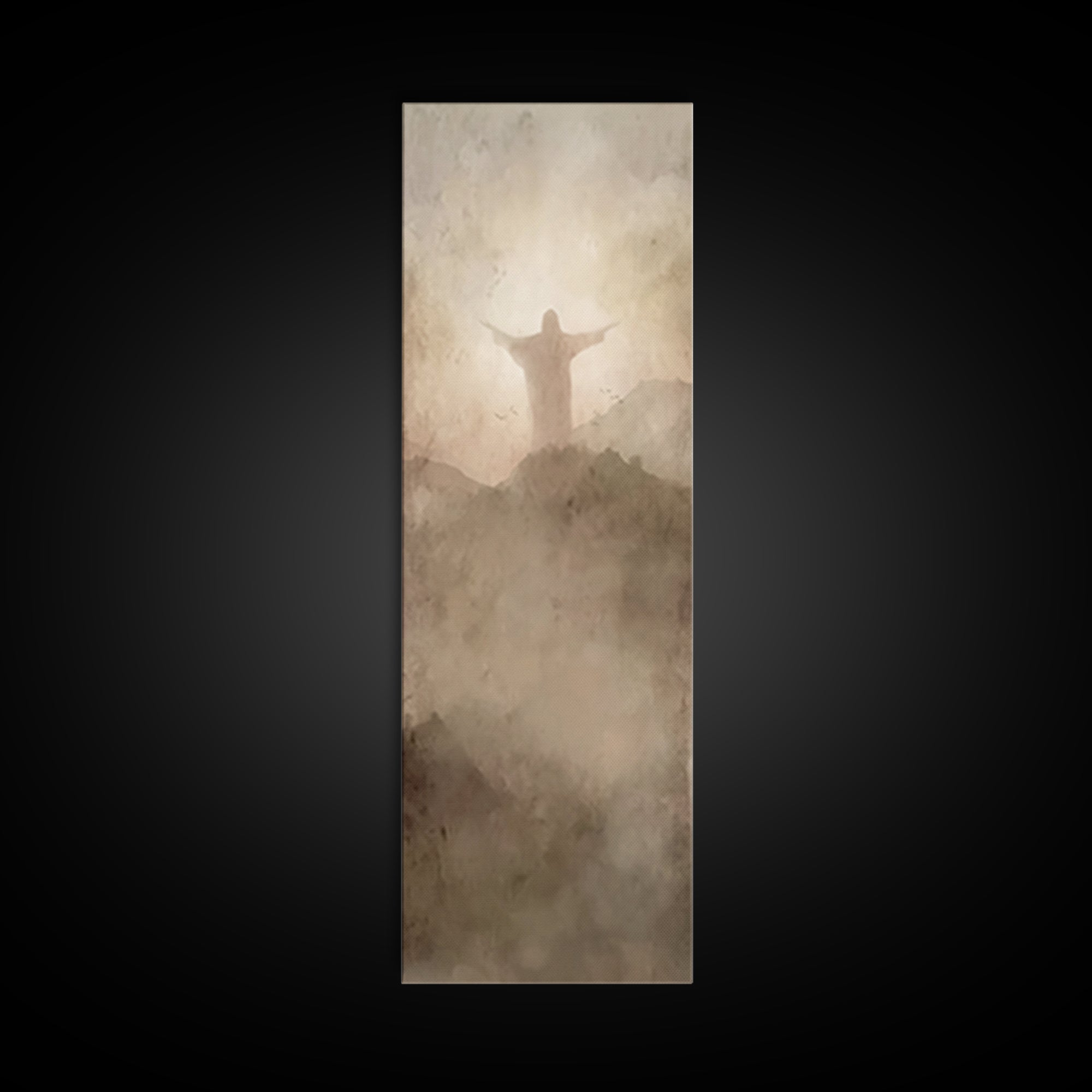 Shepherd’s Quiet Path – Framed Canvas Print – Christian Art Canvas – Jesus Painting – Christian Wall Art – Tall Skinny Art Print – Christma