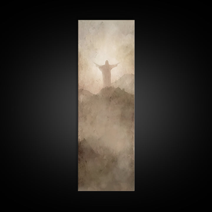 Shepherd’s Quiet Path – Framed Canvas Print – Christian Art Canvas – Jesus Painting – Christian Wall Art – Tall Skinny Art Print – Christma