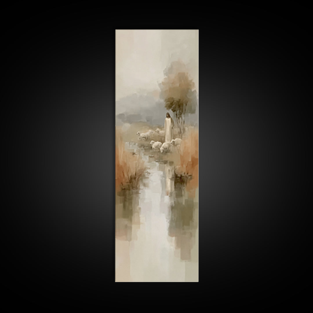Valley of Still Grace – Framed Canvas Print – Jesus Painting – Christian Wall Art – Christian Art Canvas – Skinny Art – Christian Christmas