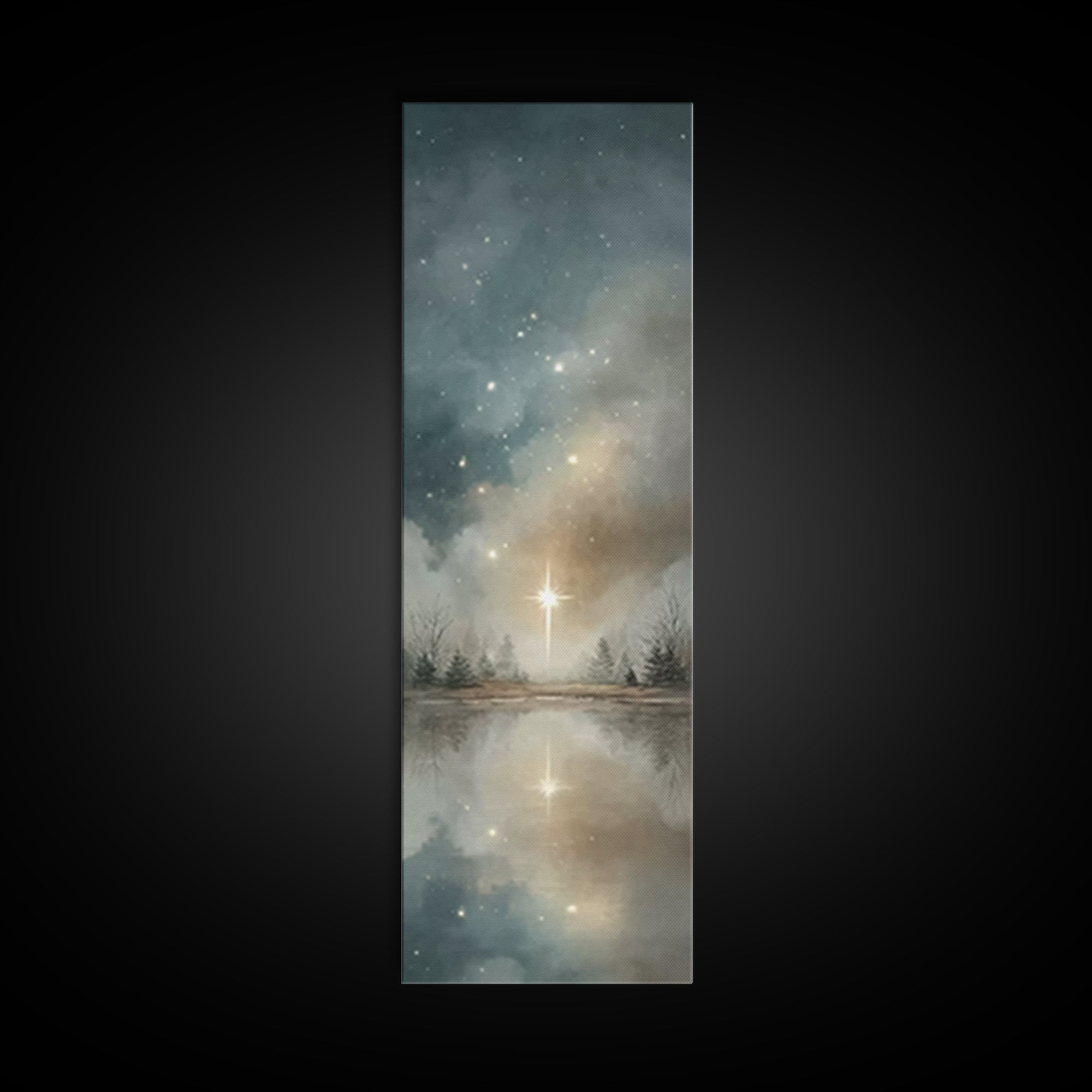 Guiding Star Lake – Framed Canvas Print – Christian Art Canvas – Christmas Art Prints – Christian Art – Tall Skinny Art Print
