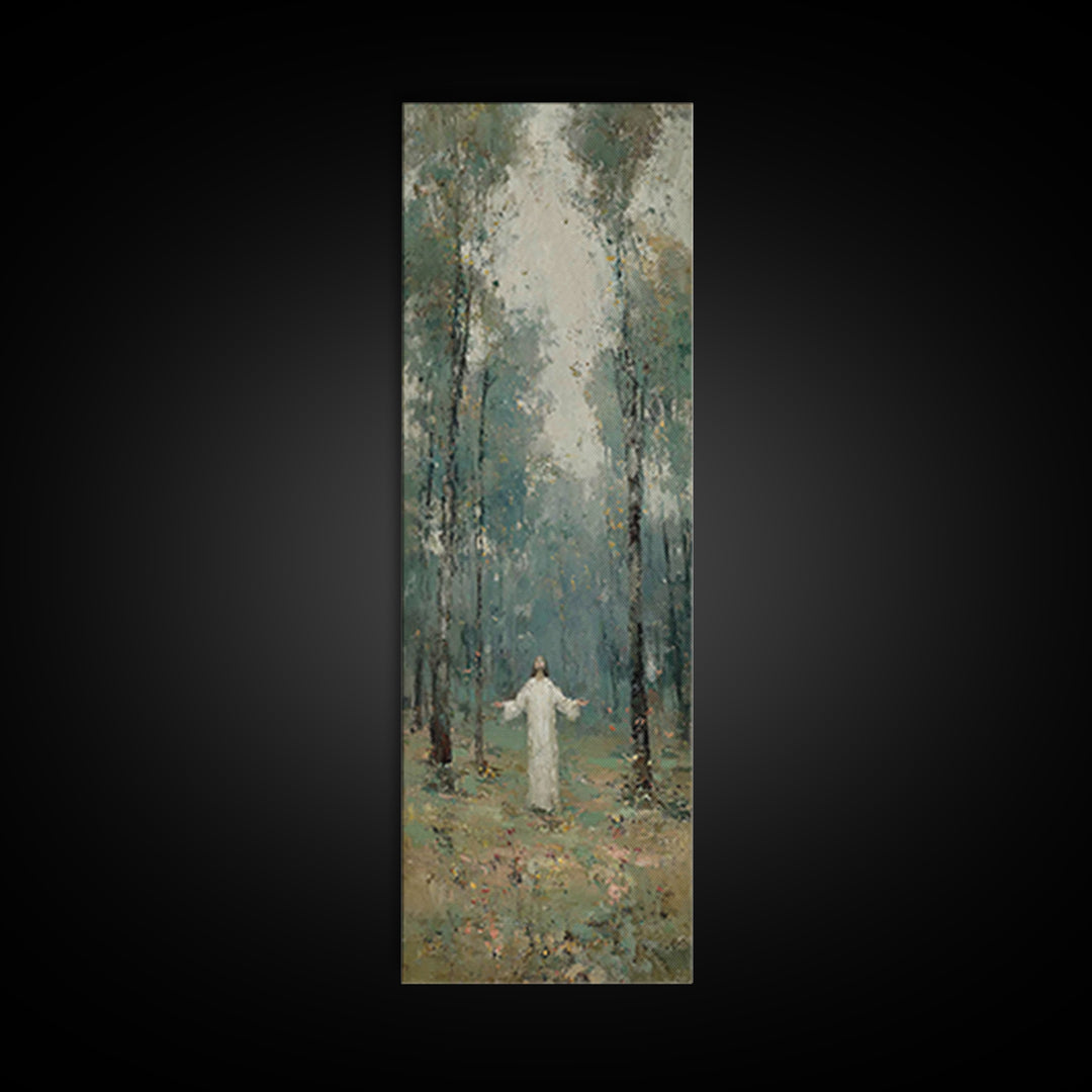 Radiant Woods Blessing, Framed Canvas Print, Christian Wall Art, Christian Art Canvas, Jesus Painting, Tall Narrow Wall Art, Christian Chri