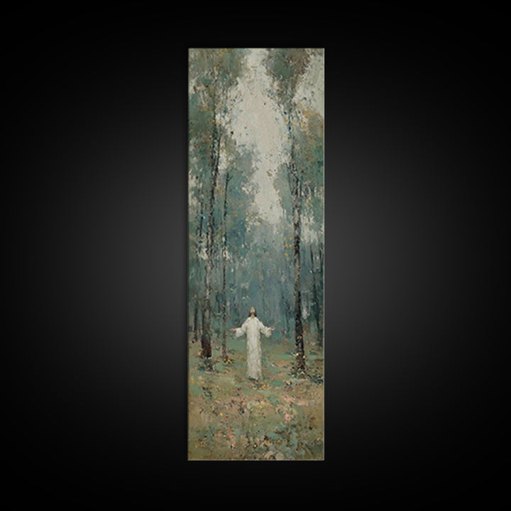Radiant Woods Blessing, Framed Canvas Print, Christian Wall Art, Christian Art Canvas, Jesus Painting, Tall Narrow Wall Art, Christian Chri
