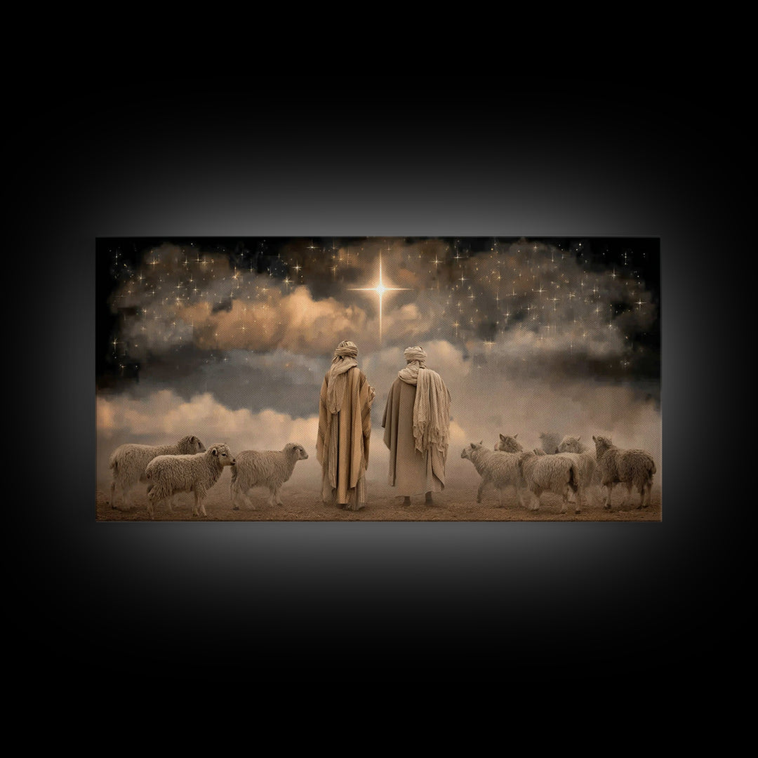 Guiding Star Night – Framed Canvas Print – Christian Wall Art – Christmas Art – Christian Art Canvas – Jesus Christmas Art – Christian Deco