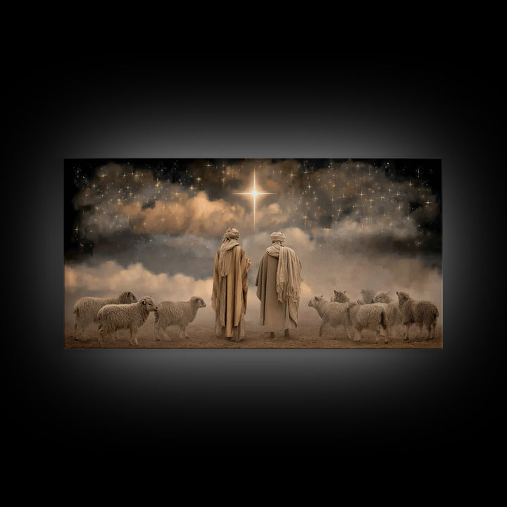 Guiding Star Night – Framed Canvas Print – Christian Wall Art – Christmas Art – Christian Art Canvas – Jesus Christmas Art – Christian Deco