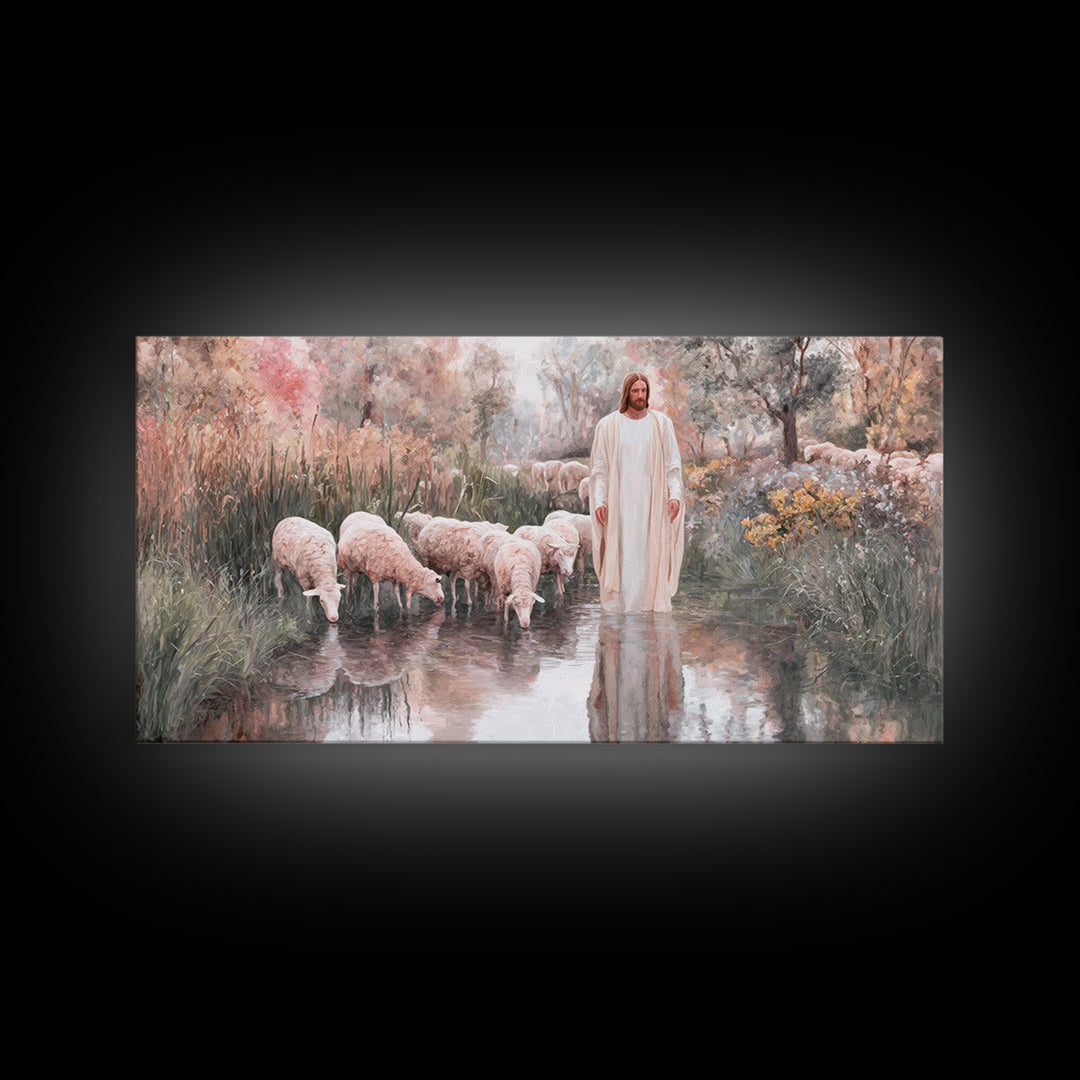 Pastoral Sunrise - Framed Canvas Print - Christian Wall Art - Christian Art Canvas - Christian Gift - Jesus Painting - Christian Art